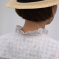 Gallery viewerに画像を読み込む, maison de soil POWER LOOM COTTON DOBIE CHECK FLOWER HAND SCREEN PRINT FRENCH/SL FRILL COLLAR SHIRTS / INMDS26092