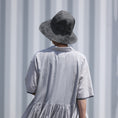 갤러리 뷰어로 이미지로드, maison de soil HANDWOVEN COTTON STRIPE REGULAR COLLAR SHIRTS DRESS WITH RAJASTHAN GATHER/ INMDS26064
