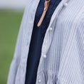 갤러리 뷰어로 이미지로드, maison de soil HANDWOVEN COTTON STRIPE REGULAR COLLAR SHIRTS DRESS WITH RAJASTHAN GATHER/ INMDS26064