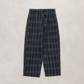 갤러리 뷰어로 이미지로드, sillage circular pleats pants deadstock watahiko tex navy plaid / SL25FW-CLPLDSW-NVCH