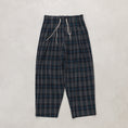 갤러리 뷰어로 이미지로드, sillage circular pleats pants deadstock watahiko tex navy plaid / SL25FW-CLPLDSW-NVCH