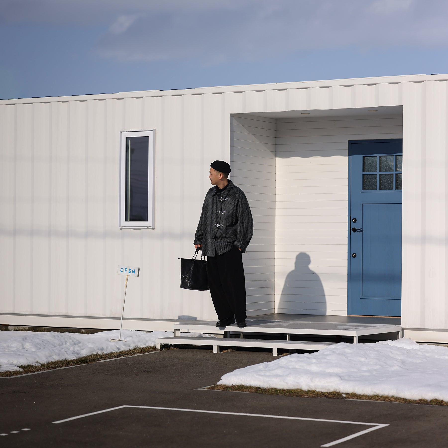 sillage fireman coat houndstooth black harris tweed / SL25FW-FMJKHT-HTBL