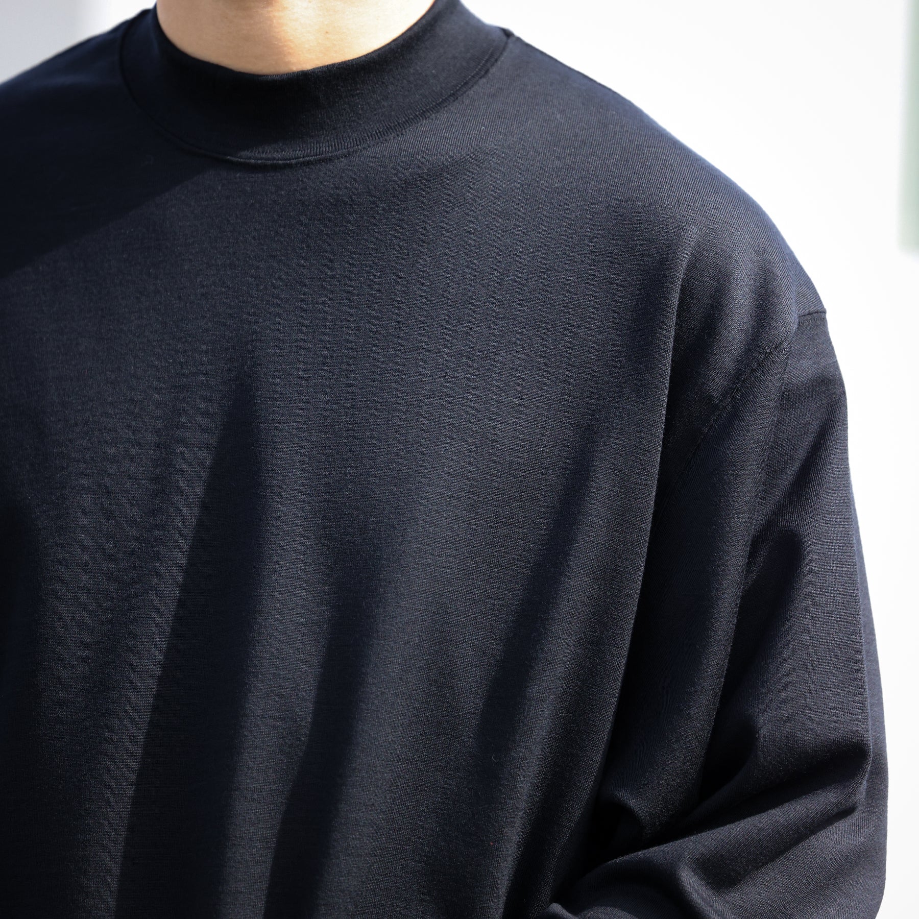 THE DAY MERINO WOOL MOCK NECK LONG SLEEVE SHIRT / D25MS-02002