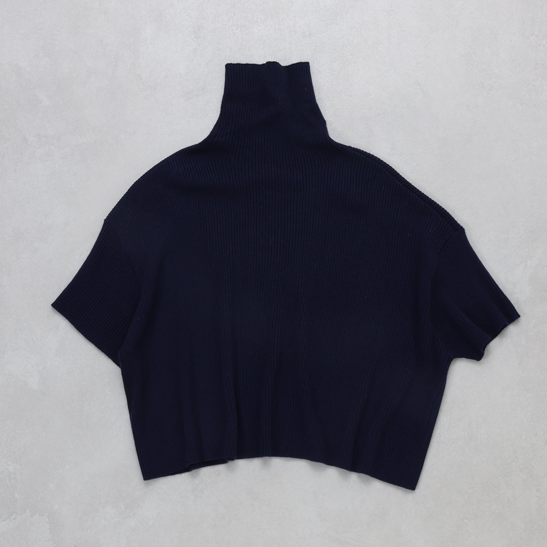 mizuiro ind asymmetry collar rib pullover / 3-220117