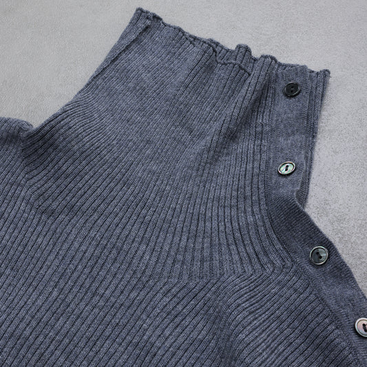 mizuiro ind asymmetry collar rib pullover / 3-220117