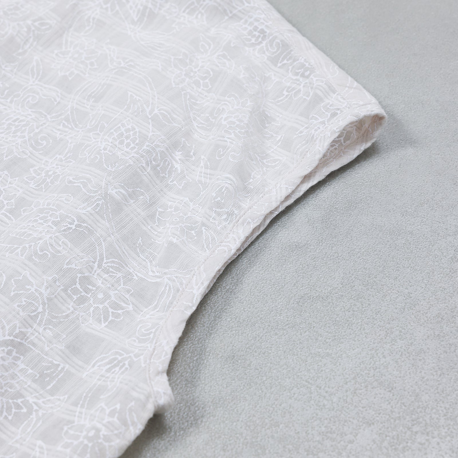 maison de soil POWER LOOM COTTON DOBIE CHECK FLOWER HAND SCREEN PRINT FRENCH/SL FRILL COLLAR SHIRTS / INMDS26092