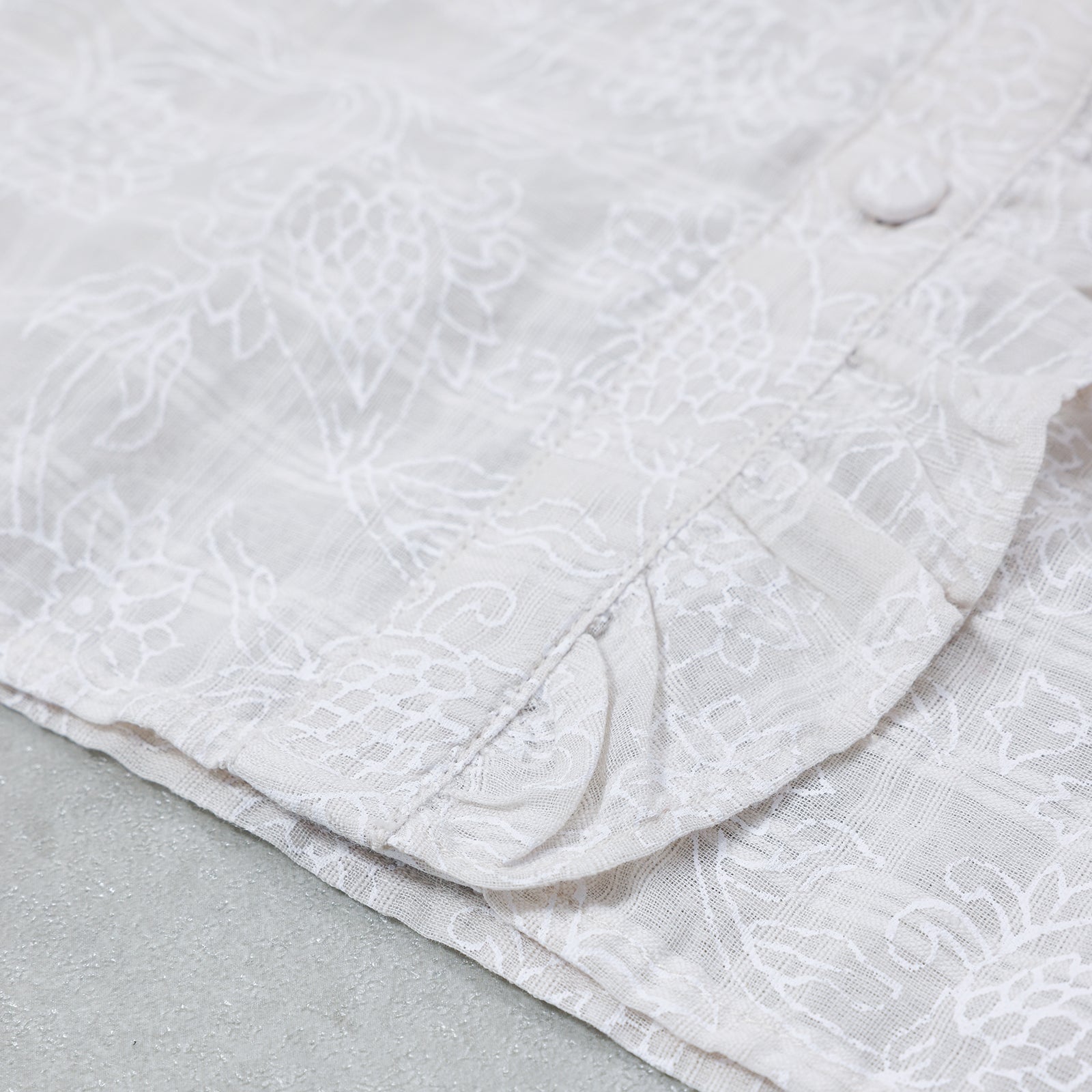 maison de soil POWER LOOM COTTON DOBIE CHECK FLOWER HAND SCREEN PRINT FRENCH/SL FRILL COLLAR SHIRTS / INMDS26092