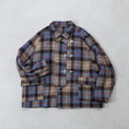Gallery viewerに画像を読み込む, sillage fireman coat beige blue plaid harris tweed / SL25FW-FMJKHT-BBLCH
