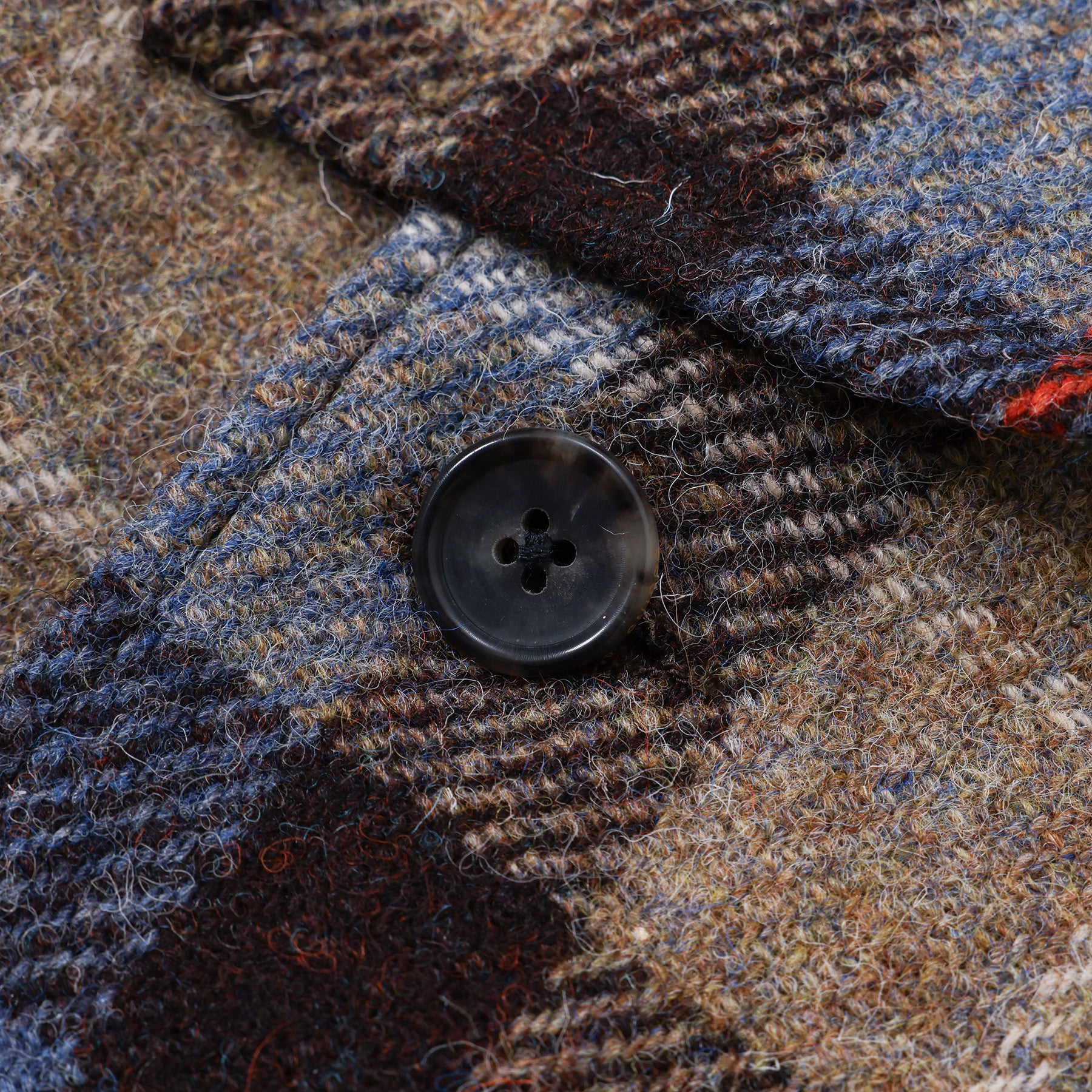 sillage fireman coat beige blue plaid harris tweed / SL25FW-FMJKHT-BBLCH