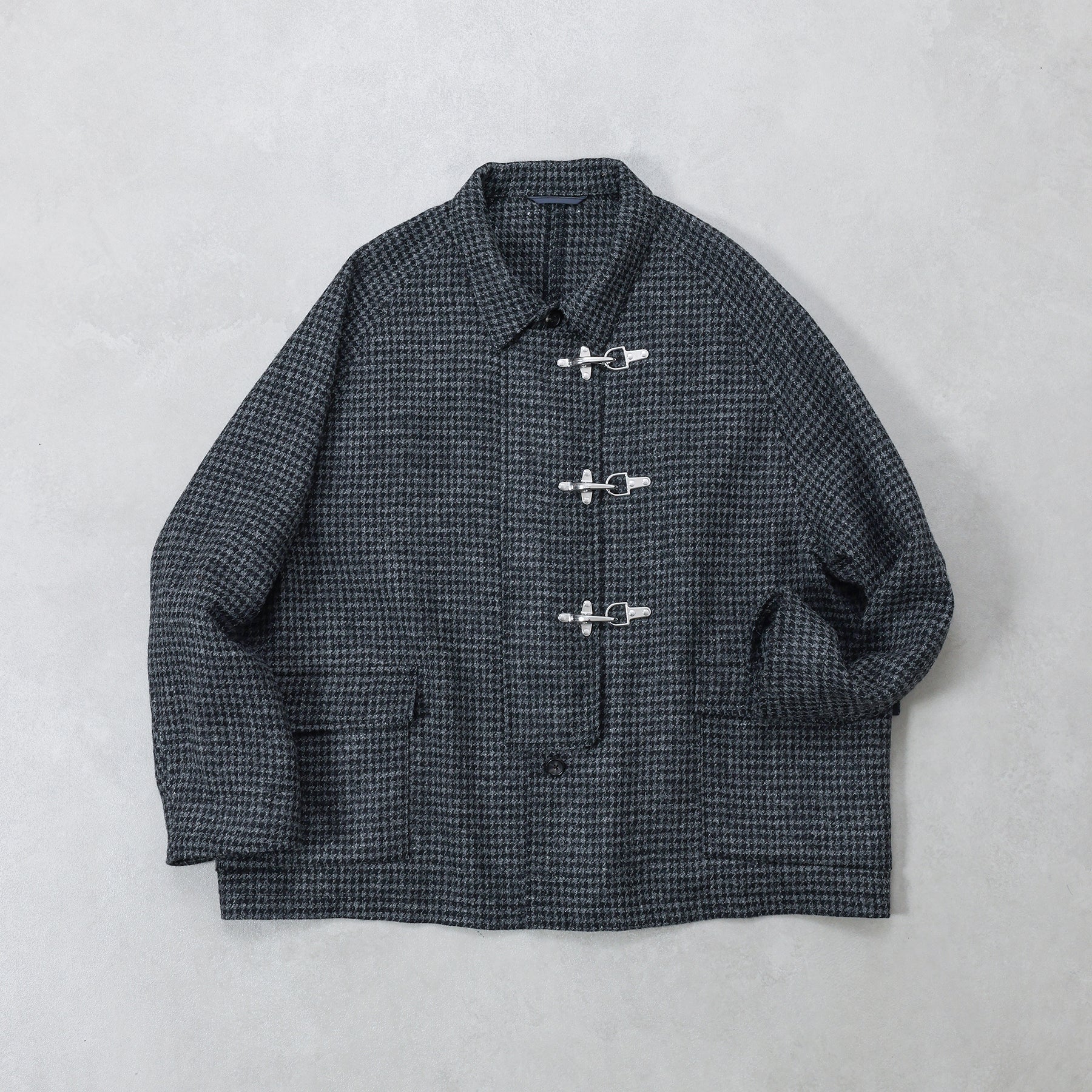 sillage fireman coat houndstooth black harris tweed / SL25FW-FMJKHT-HTBL