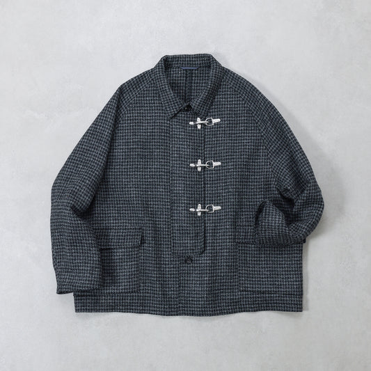 sillage fireman coat houndstooth black harris tweed / SL25FW-FMJKHT-HTBL
