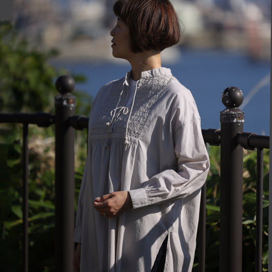 maison de soil BANDED COLLAR EMB TUNIC / S2626222000