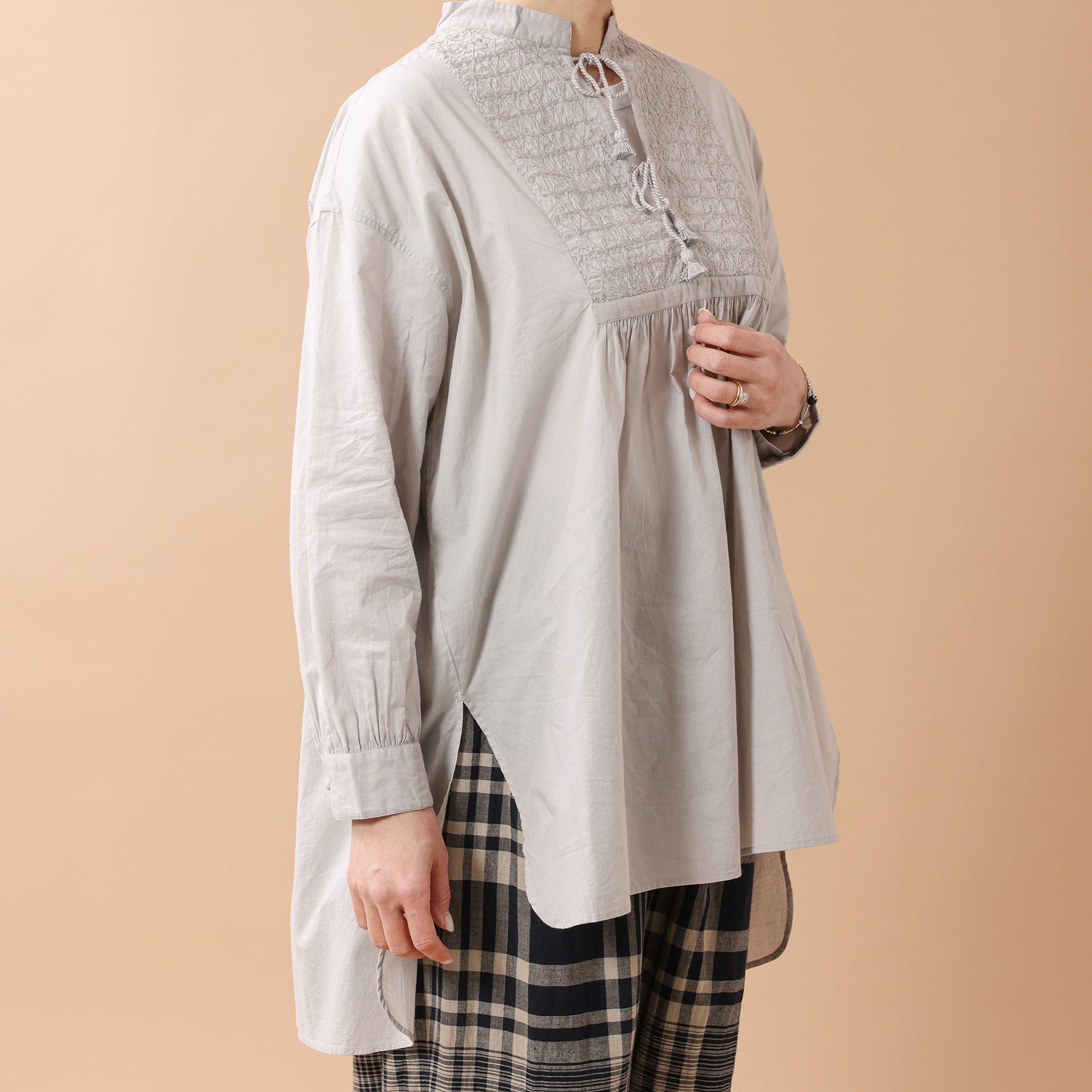 maison de soil BANDED COLLAR EMB TUNIC / S2626222000