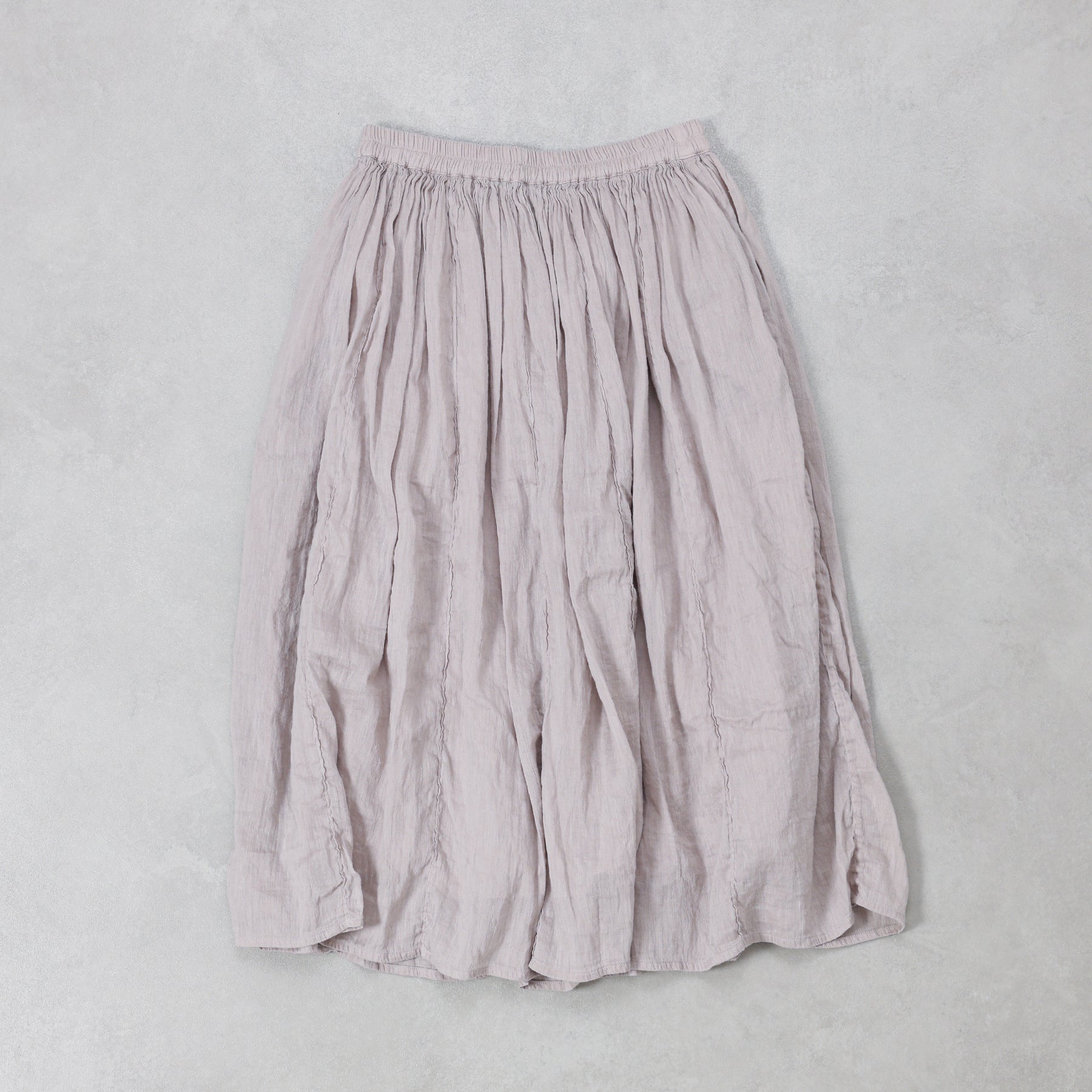 maison de soil  60s AUTOLOOM LINEN/COTTON PLAIN OVERDYE GATHERED SKIRT / INMDS26012D