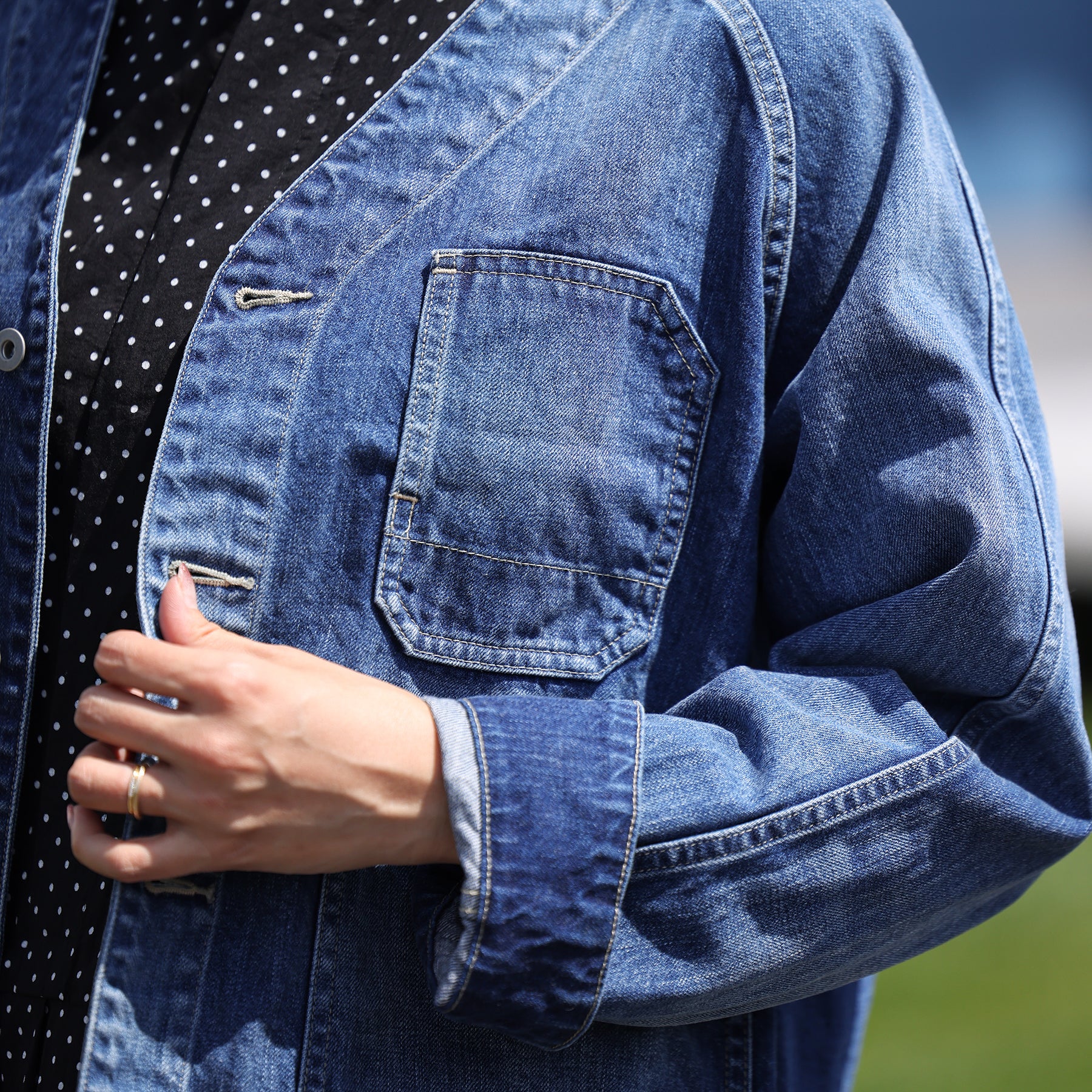 Veritecoeur ノーカラーデニムカバーオール / ST-186