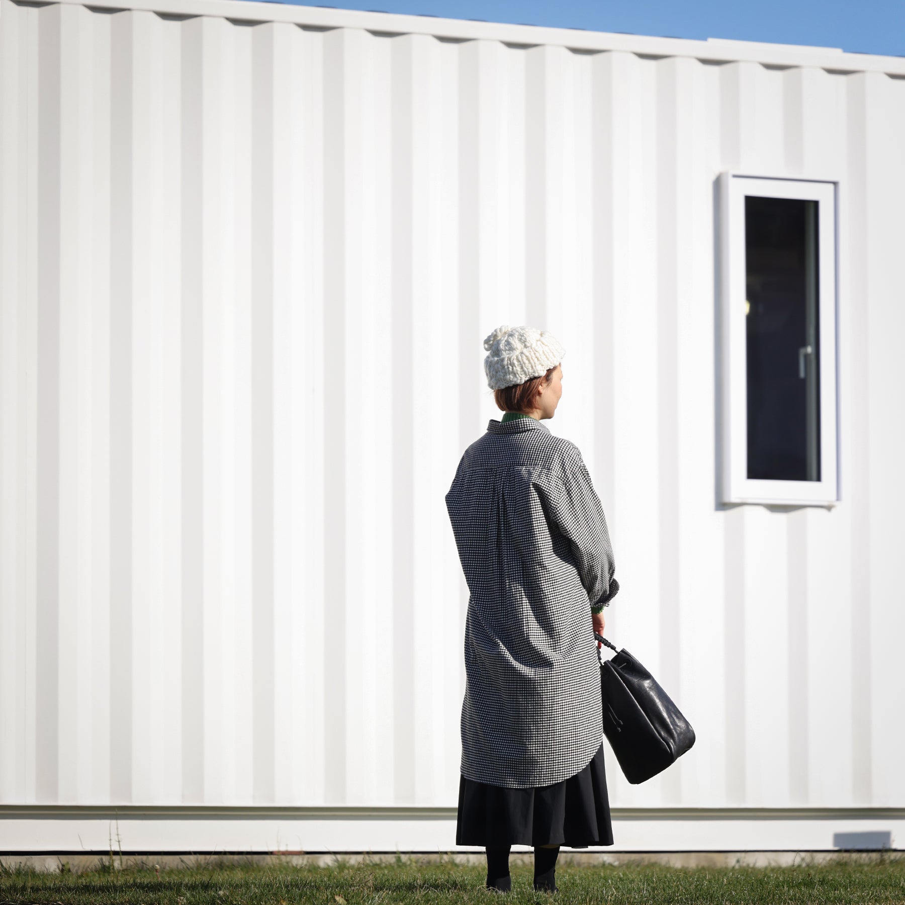 PORTER CLASSIC ROLL UP FLANNEL GINGHAM SHECK DRESS / PC-016-3043