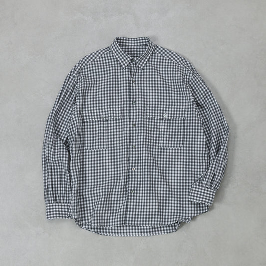 PORTER CLASSIC ROLL UP HEATHER GINGHAM CHECK SHIRT/ PC-016-3968