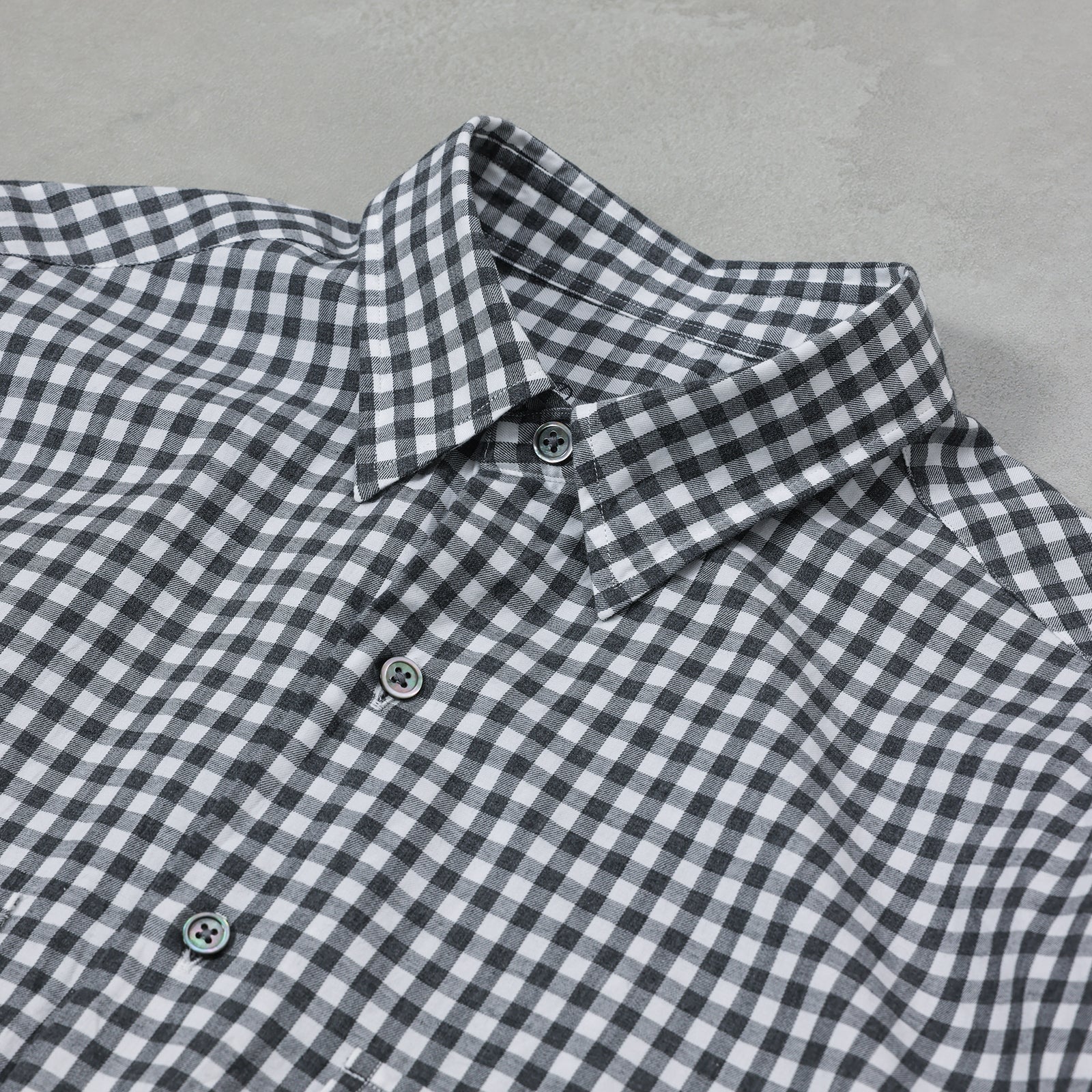 PORTER CLASSIC ROLL UP HEATHER GINGHAM CHECK SHIRT/ PC-016-3968