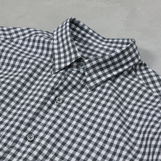 PORTER CLASSIC ROLL UP HEATHER GINGHAM CHECK SHIRT/ PC-016-3968