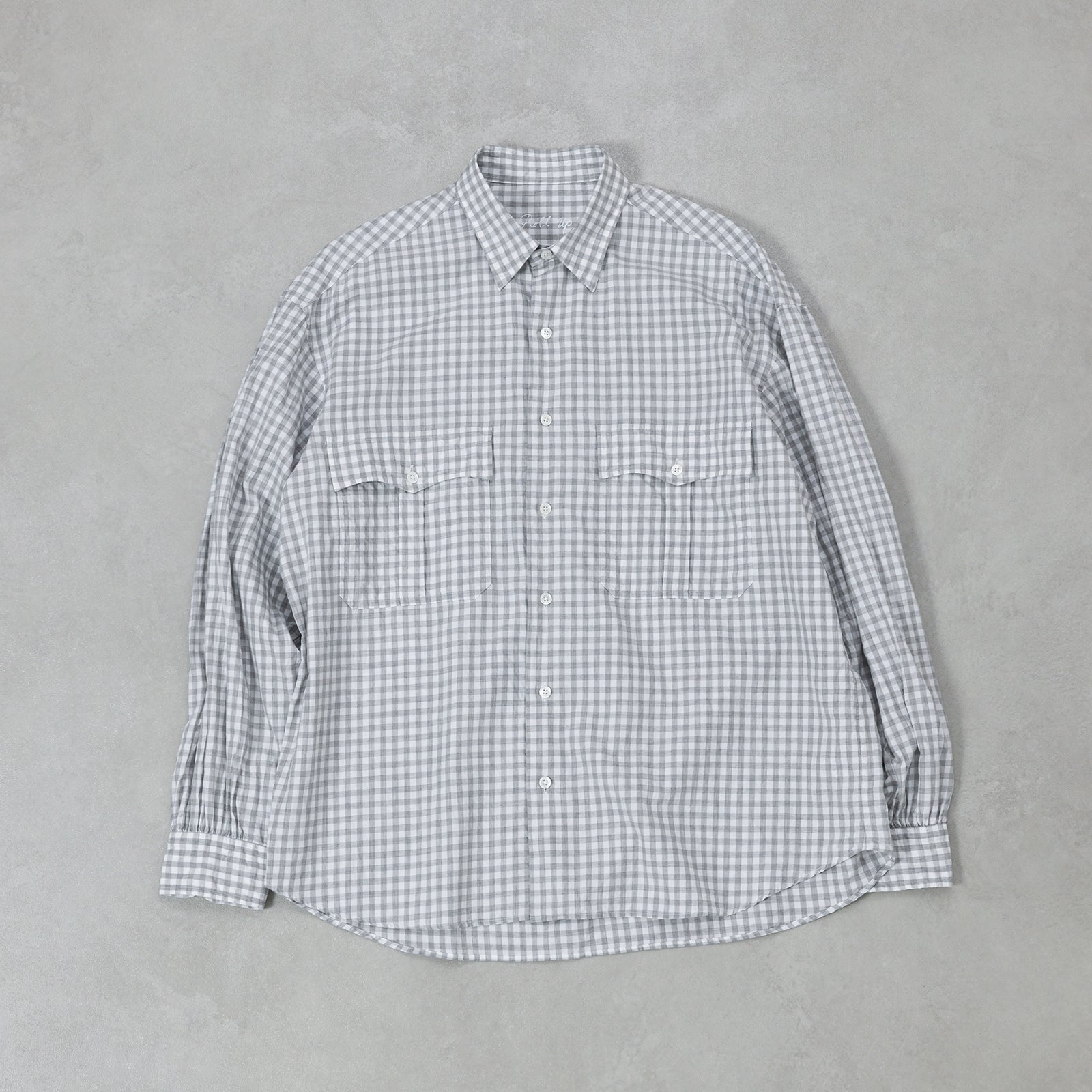PORTER CLASSIC ROLL UP HEATHER GINGHAM CHECK SHIRT/ PC-016-3968