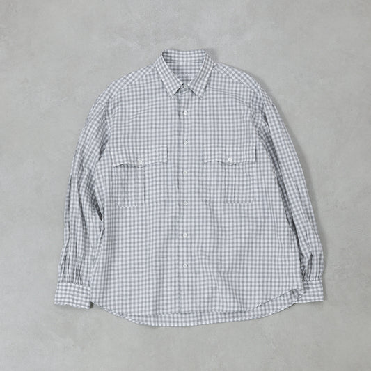 PORTER CLASSIC ROLL UP HEATHER GINGHAM CHECK SHIRT/ PC-016-3968