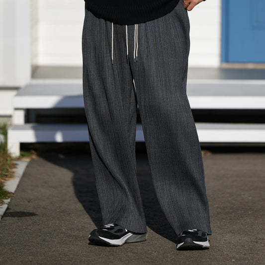 sillage circular pleats pants deadstock watahiko tex glen check / SL25FW-CLPDSW-GRCH