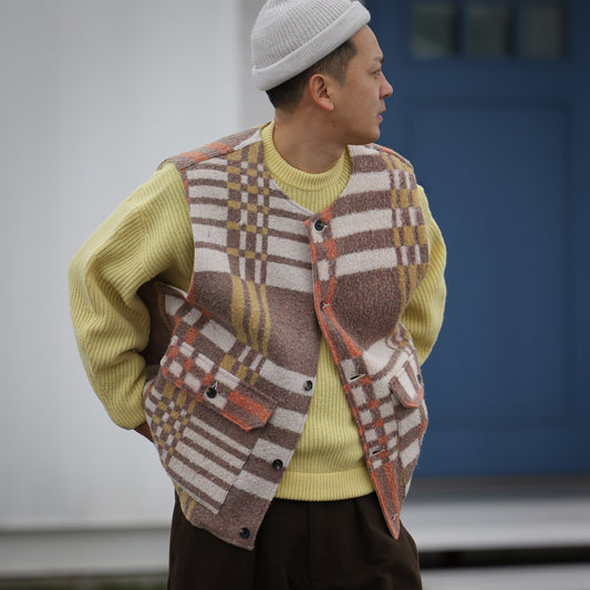 sillage gilet vintage blanket orange yellow TWO / ANTI-FVTBK-ORYL02