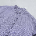 Load image into Gallery viewer, maison de soil HANDWOVEN COTTON/SILK GINGHAM CHECK FRILL COLLAR LONG SHIRT / NMDS26021

