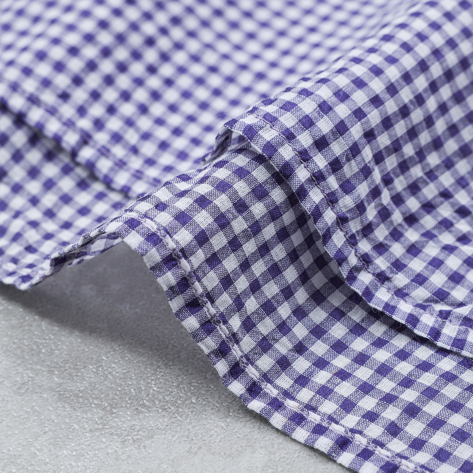 maison de soil HANDWOVEN COTTON/SILK GINGHAM CHECK FRILL COLLAR LONG SHIRT / NMDS26021