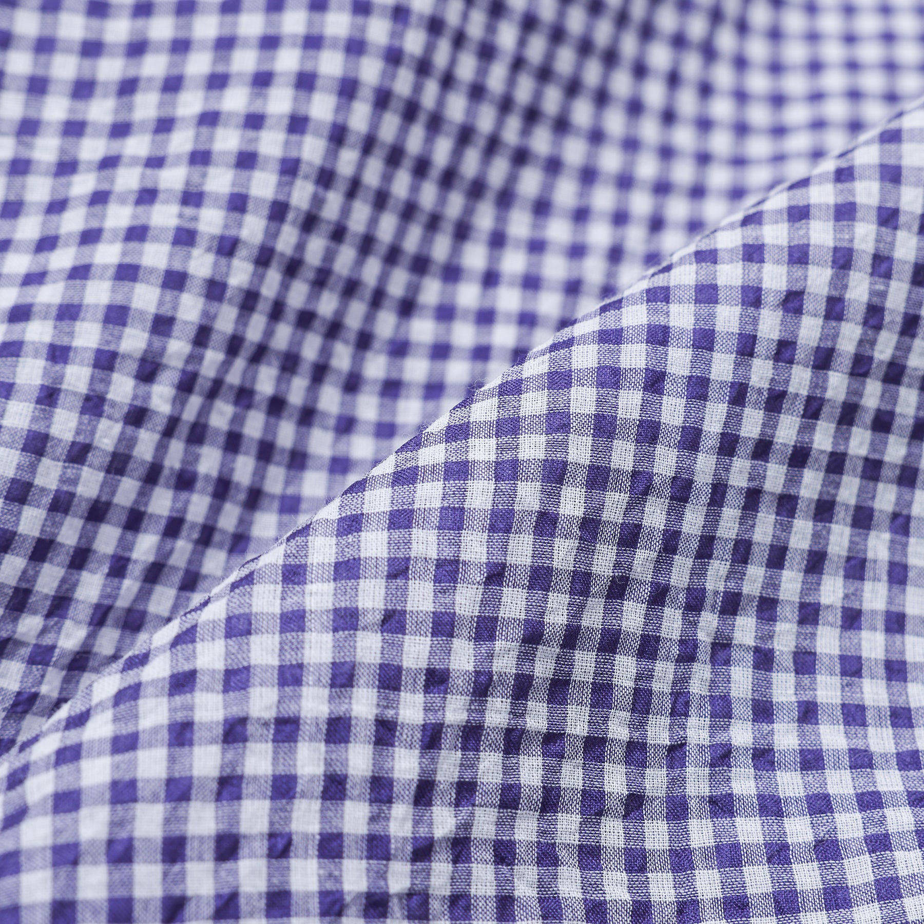 maison de soil HANDWOVEN COTTON/SILK GINGHAM CHECK FRILL COLLAR LONG SHIRT / NMDS26021