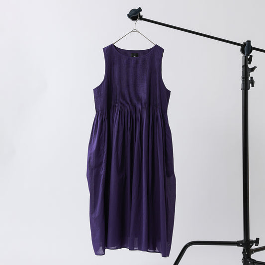 maison de soil 80s ORGANIC COTTON VOILE NO/SLEEVE PULLOVER DRESS WITH MINI PINTUCK / NMDS26244
