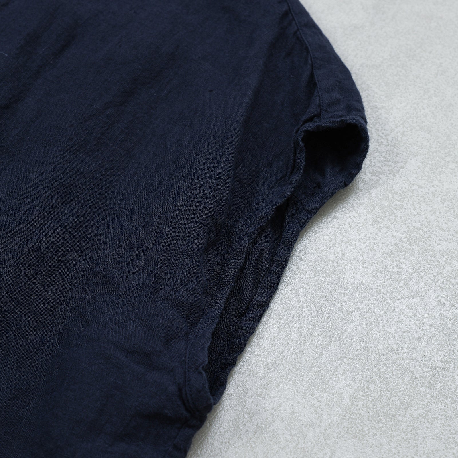 maison de soil  60s AUTOLOOM LINEN PLAIN OVERDYE FRENCH/SL FRILL COLLAR SHIRTS / INMDS26001D