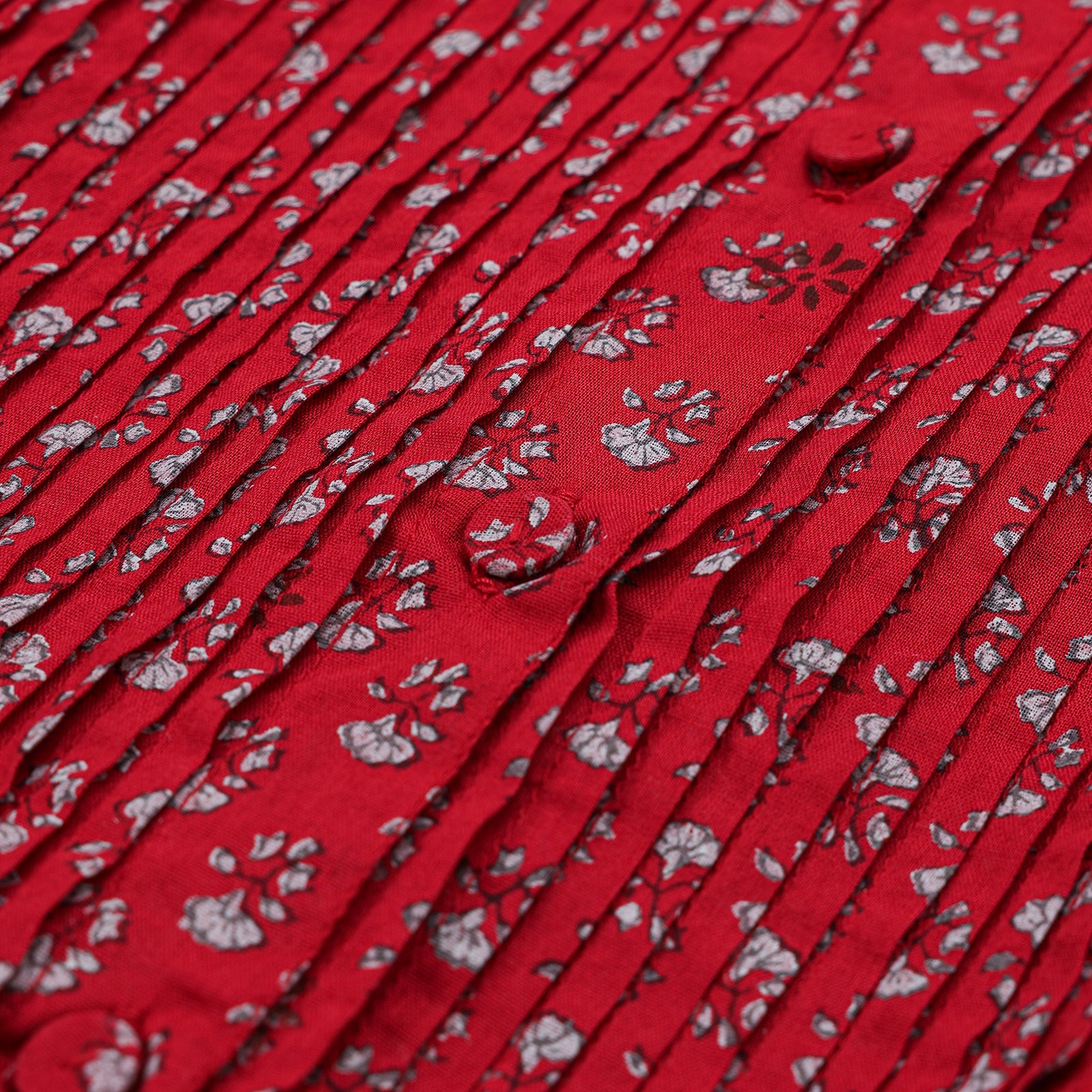 maison de soil 80s VOILE SMALL GENTIANA BLOCK PRINT CREW-NECK BUTTON F/SLEEVE SHIRT WITH PINTUCK / NMDS26252 (コピー)