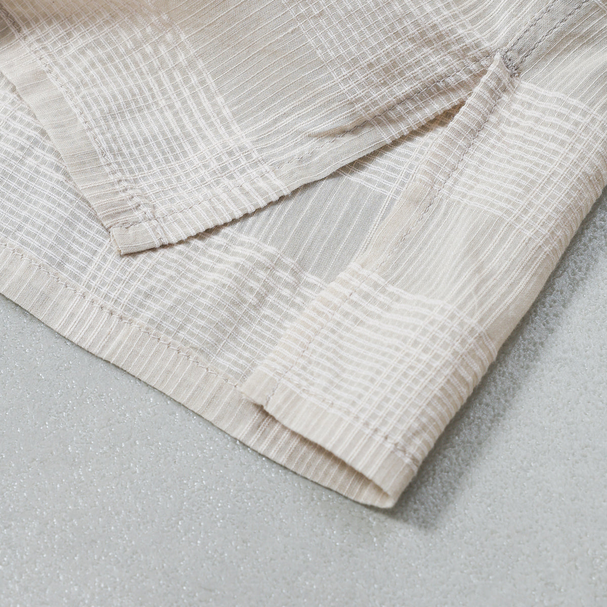 maison de soil COTTON/SILK SELF FINE CHECK BANDED COLLAR SHIRTS WITH MINI PINTUCK / INMDS26711