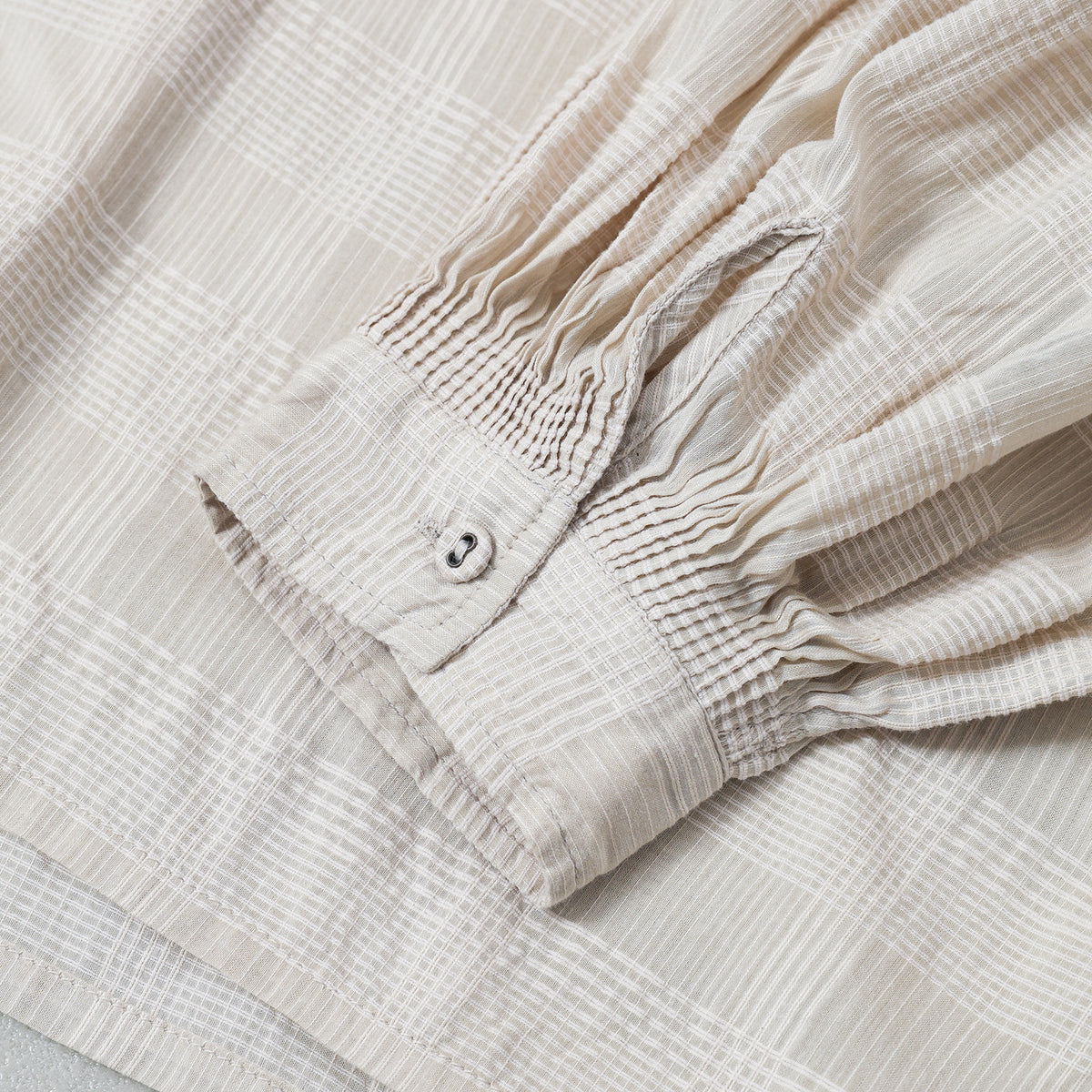 maison de soil COTTON/SILK SELF FINE CHECK BANDED COLLAR SHIRTS WITH MINI PINTUCK / INMDS26711
