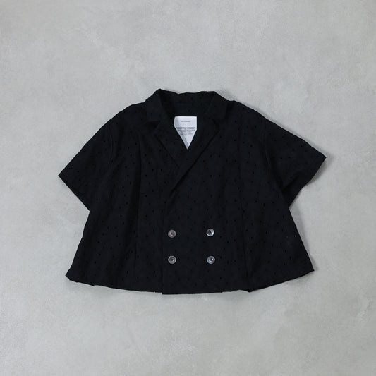 the last flower of the afternoon Open-collar cropped overshirt