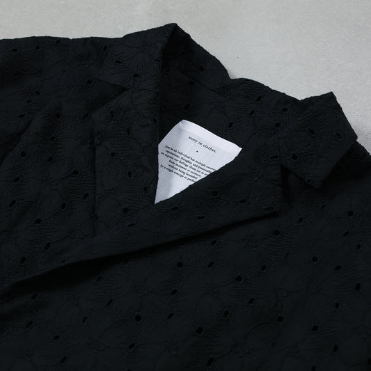 the last flower of the afternoon Open-collar cropped overshirt