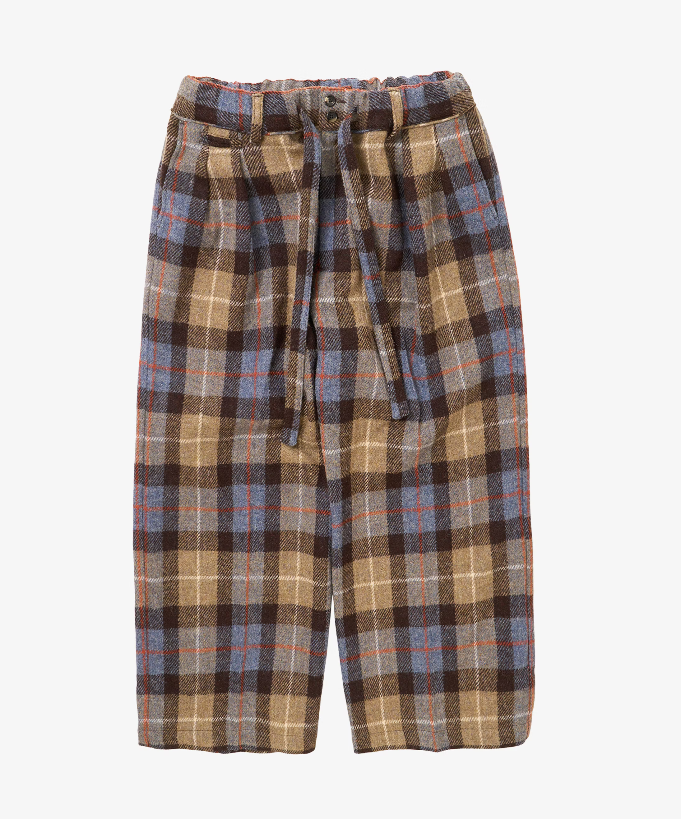 sillage hakama pants beige blue plaid harris tweed / SL25FW-HPHT-BBLCH