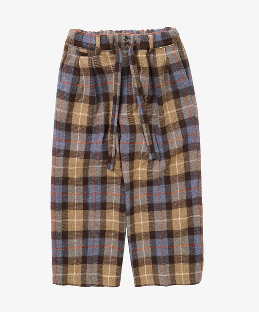 sillage hakama pants beige blue plaid harris tweed / SL25FW-HPHT-BBLCH