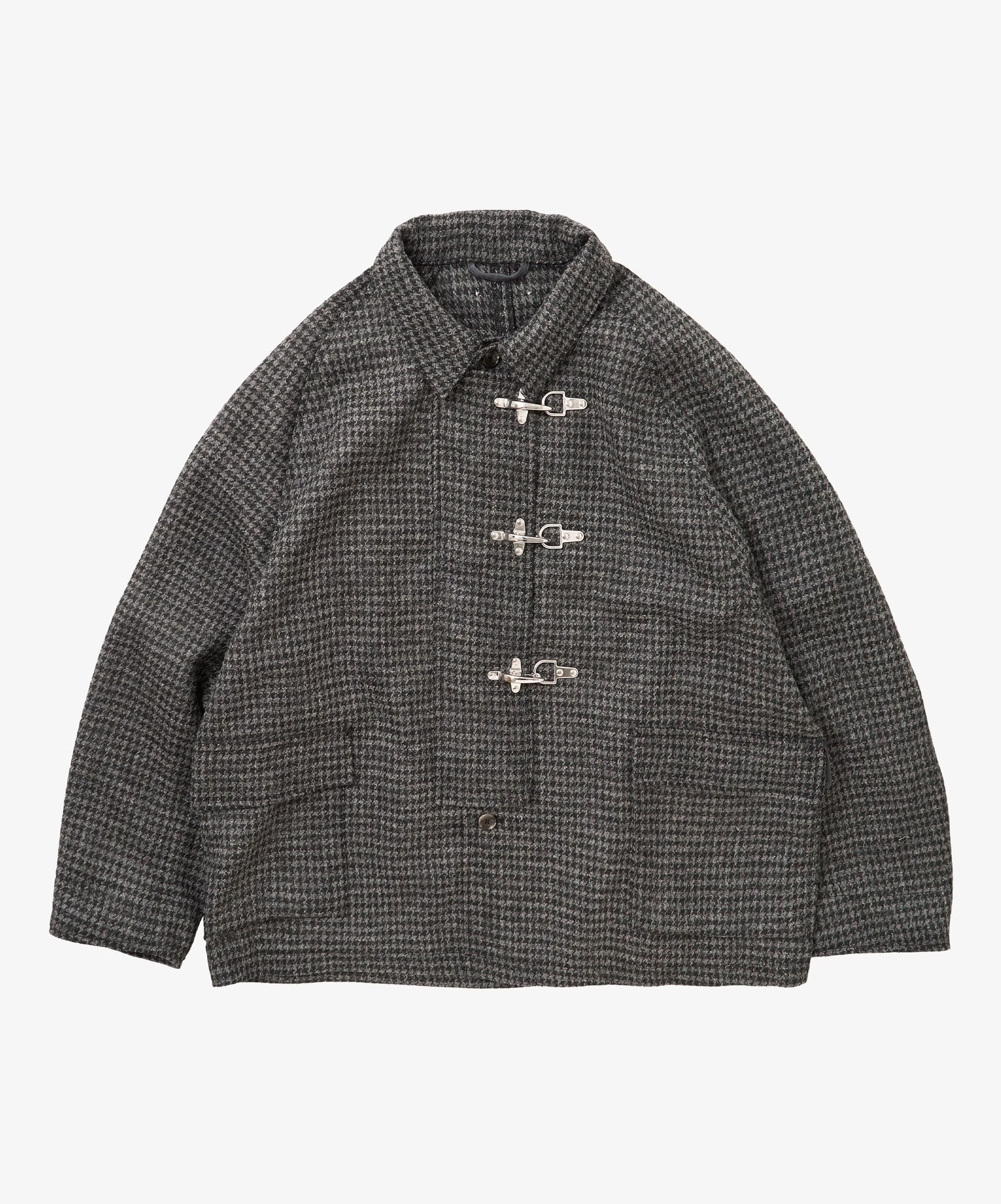 sillage fireman coat houndstooth black harris tweed / SL25FW-FMJKHT-HTBL