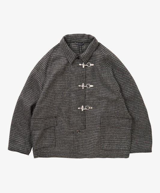 sillage fireman coat houndstooth black harris tweed / SL25FW-FMJKHT-HTBL